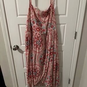 Torrid Red and White Floral High Low Dress
